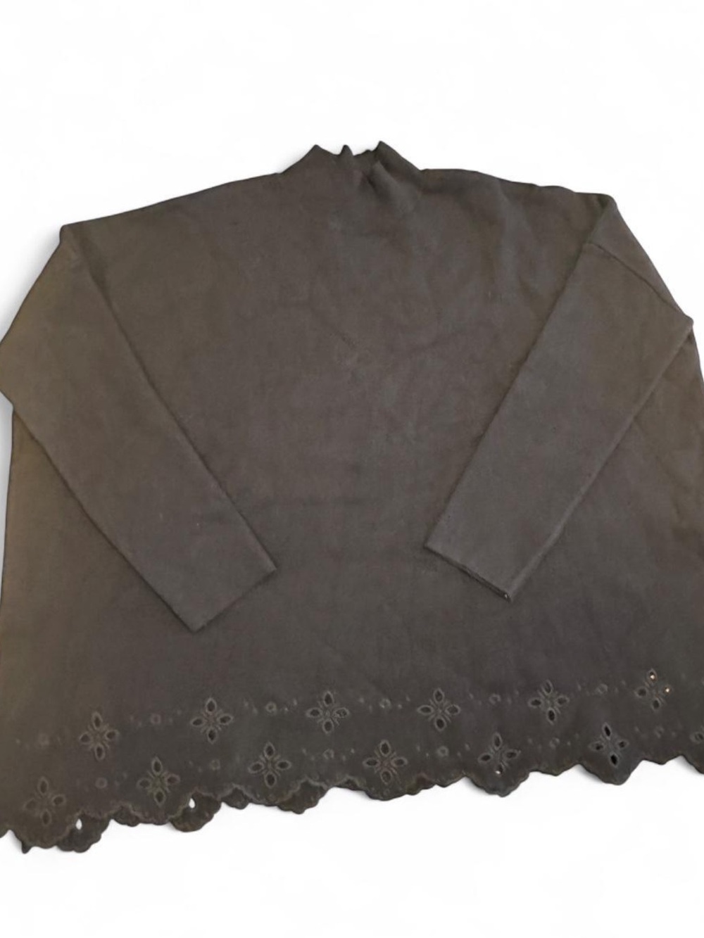 Entro Black Mock Neck Eyelet Sweater Size Large NWOT 🖤